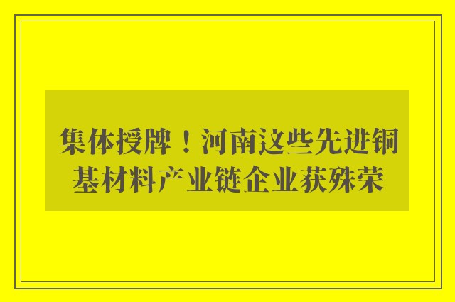 集体授牌！河南这些先进铜基材料产业链企业获殊荣