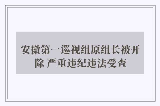 安徽第一巡视组原组长被开除 严重违纪违法受查