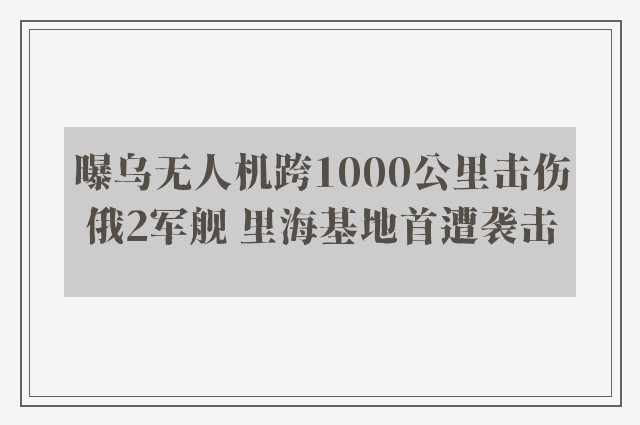 曝乌无人机跨1000公里击伤俄2军舰 里海基地首遭袭击