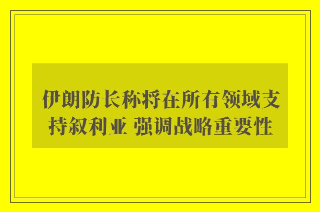 伊朗防长称将在所有领域支持叙利亚 强调战略重要性