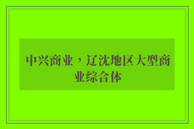 中兴商业，辽沈地区大型商业综合体